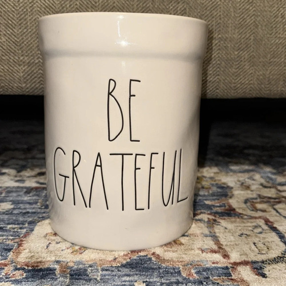 Rae Dunn Collection by Magenta Kitchen Utensil Holder/Crock BE GRATEFUL - Picture 1 of 5
